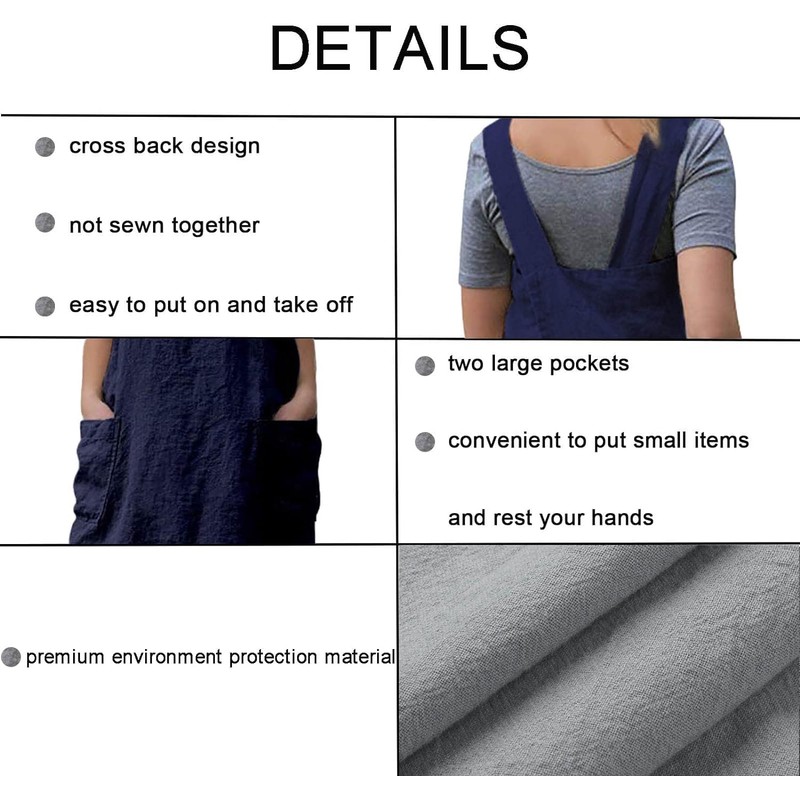 Stomeshle Japanese Aprons Plus Size Smock for Women with Pockets