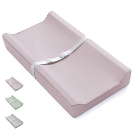 Blissful Diary Vegan Leather Baby Changing Pad with Waterproof & Wipe-Clean PU Cover, Standard Size Cozy Diaper Changing Pad for Dresser and Table, Taupe