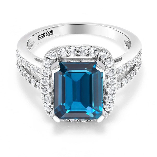 Gem Stone King 4.62 Cttw London Blue Topaz Ring |