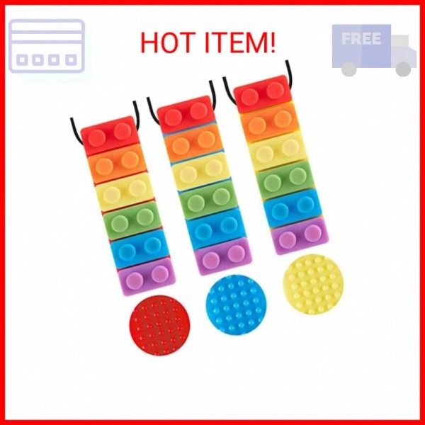 Promax 3 Pack Sensory Chew Necklaces for Kids Toddlers with