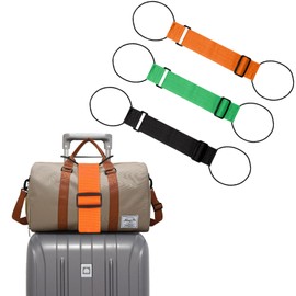 3Pcs Luggage Straps for Suitcases, Adjustable Elastic Fastening Suitcase Belt Straps, Portable Suitcase Strap Travel Straps for Luggage Attach Bags, 46 to 68cm(Black+Orange+Green)