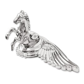 Horse Emblem Hood Ornament - 3D Car Badge Metal Sticker for Trucks and Vehicles - Chrome Stallion Flying Wing Decal (Wing Horse Chrome)