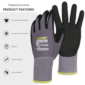 LOCCEF Work Gloves MicroFoam Nitrile Coated-6 Pairs,Seamless Knit Nylon Gloves,Gray Work gloves football sticky gloves lifting gloves guantes term - Color: 8/M