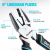 DURATECH 8" High Leverage Linemans Plier Cr-Ni Side Cutter Linesman