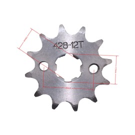 Trkimal Motorcycle 428 Front Sprocket for 50cc 70cc 90cc 110cc 125cc 140cc 160cc Dirt Pit Bike Mini Bike TaoTao Roketa Coolster Sunl Lifan Loncin ATV Quad 4 Wheeler Moped (428-12T, 17MM)