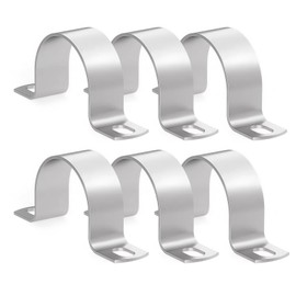 6 Pcs Heavy Duty U Shaped Pipe Brackets, 304 Stainless Steel Conduit Clamps with 2 Holes, Thickened Tube Strap Mounting Clips for Fence Panels, Pipes, Gas Lines(Silver, 50mm/2 Inch)