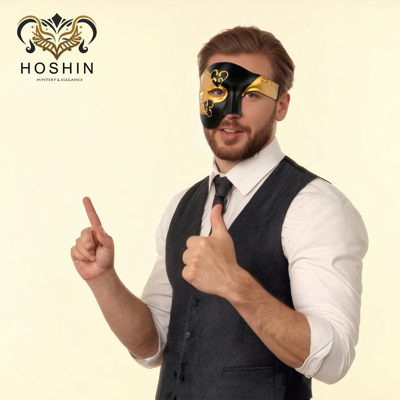 Hoshin Masquerade Mask, Half-Face Mardi Gras Decorations Venetian Masks for