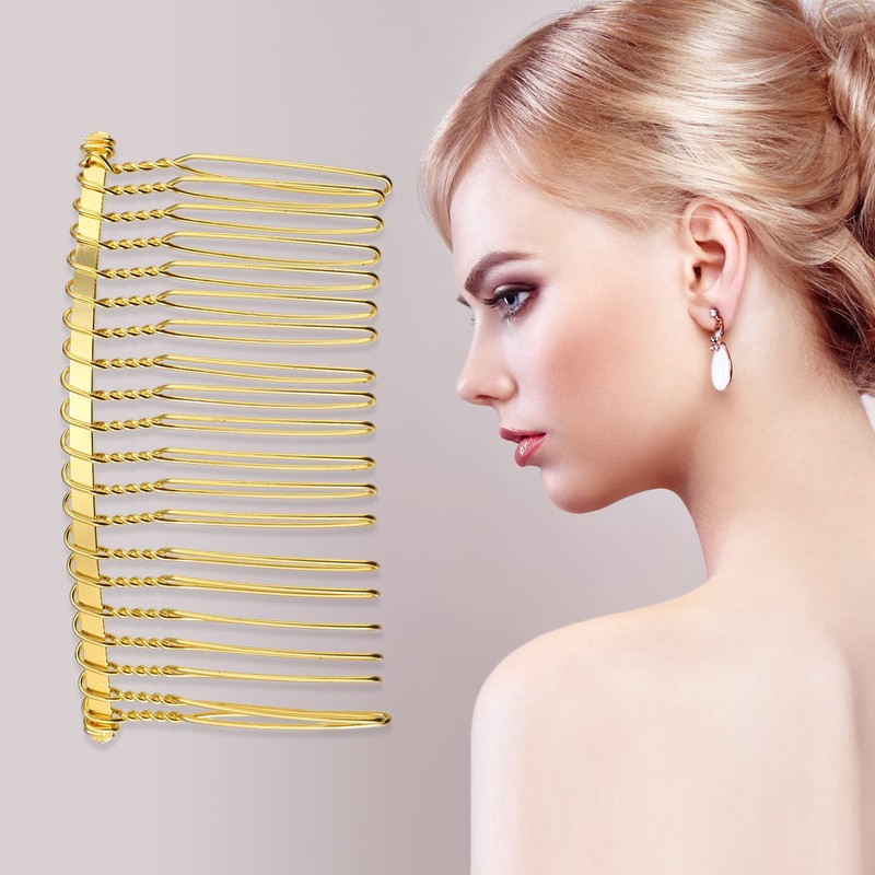 VOCOSTE Pack of 4 Anti-Slip Hair Side Combs Accessories Metal