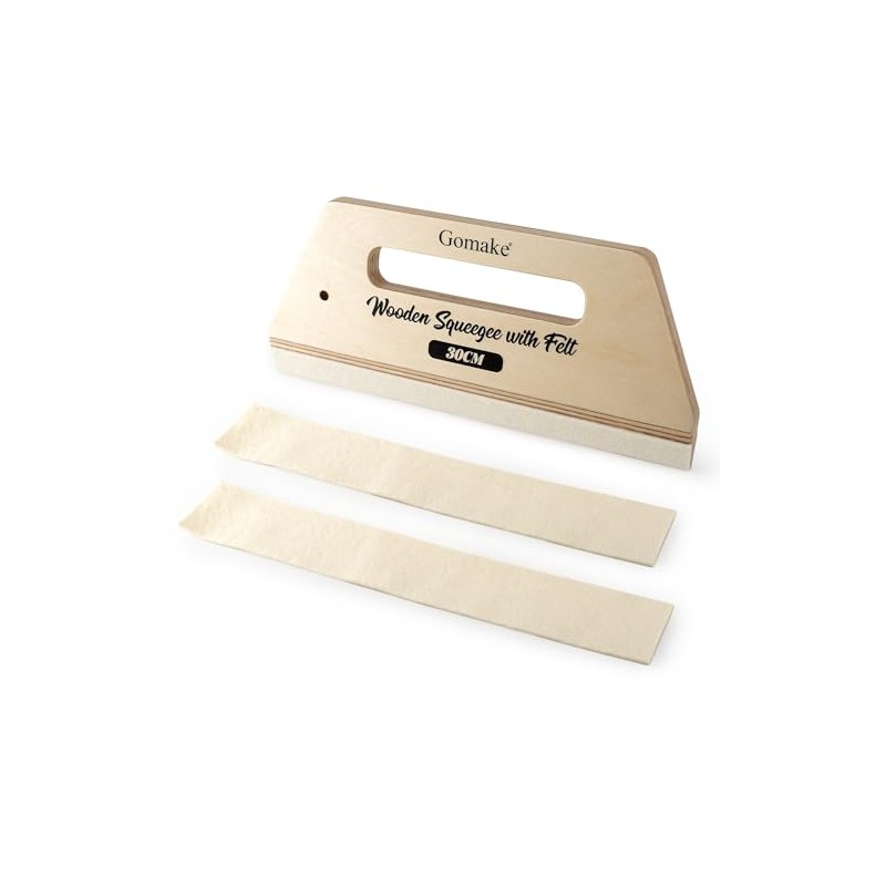 Gomake Wallpaper Smoothing Tool Large Wooden Squeegee with Felt for