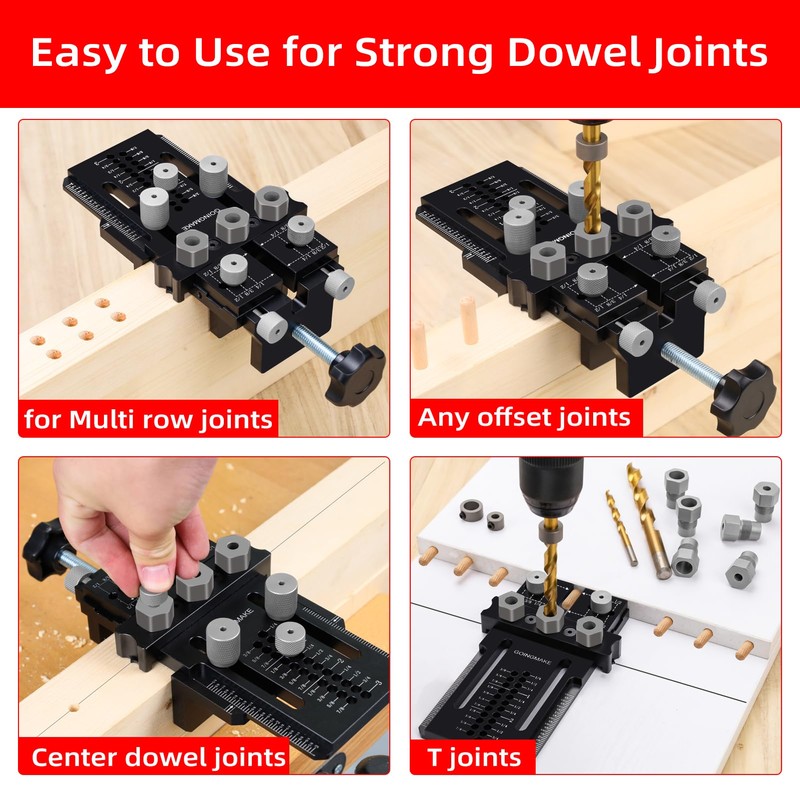 GOINGMAKE Dowel Jig Kit with Quick Positive Stop and Clamp,