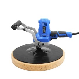 Concrete Cement Mortar Trowel 110V 850W Adjustable Speed Wall Smoothing Polishing Machine Handheld Electric Plastering Bucket Trowel Tool with Self-adhesive Disc