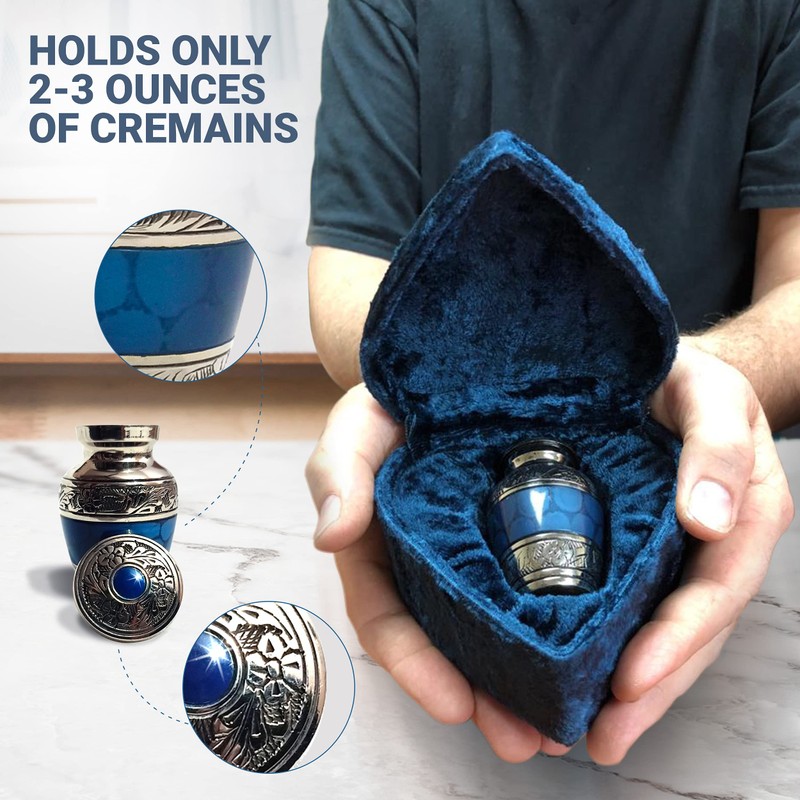 Small Keepsake Cremation Urns for Human Ashes with Velvet Heart