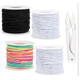 Kanzith Bracelet String,4Roll Elastic Cord with Scissors and Beading Needle