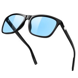KANASTAL Polarised Sunglasses Men and Women Blue Lenses Retro Black Frame with Black Temple Sunglasses UV400 Protection, S-polarised blue/black frame