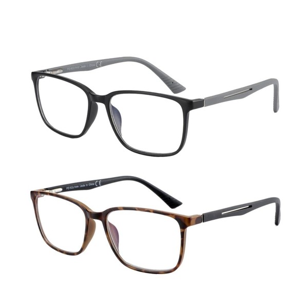 BLUEMOKY Gafas De Lectura Con Luz Azul Para 2 Unidades, Lectores, Gafas De Ordenador Con Montura Cuadrada, Antifatiga Ocular (2,50)