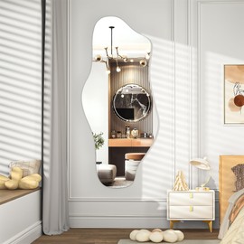 Hasipu 48” x 22” Irregular Wall Mirror for Living Room Bathroom Entryway Decorative Frameless Mirror Hanging Vanity Mirror