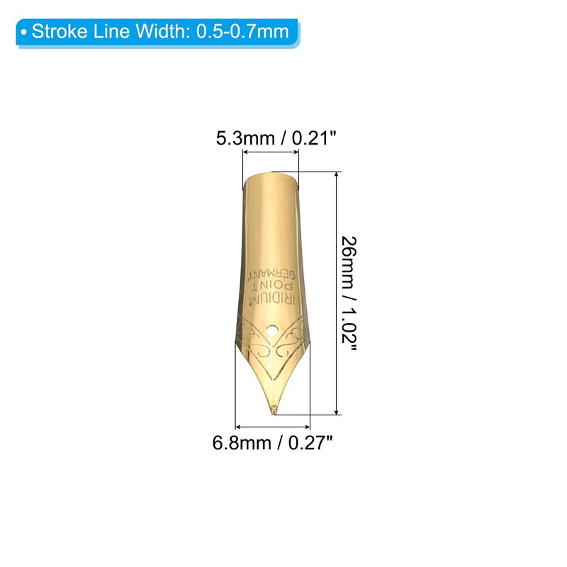 PATIKIL 0.5-0.7mm Line Width Fountain Pen Nib Replacement, 10 Pack