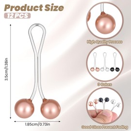 12 PCS Pearl Hijab Pins for Women Muslim, Pearl U Scarf Clips and Hijab Clips for Thin Shawl Scarf Sweater