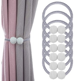 6 Pcs Curtain Tie Backs, Magnetic Curtain Tiebacks, Convenient Drape Tie Backs for Curtains Decorative Holdbacks Holder Curtain Tiebacks for Window Draperies for Drapes Modern Curtain Clips