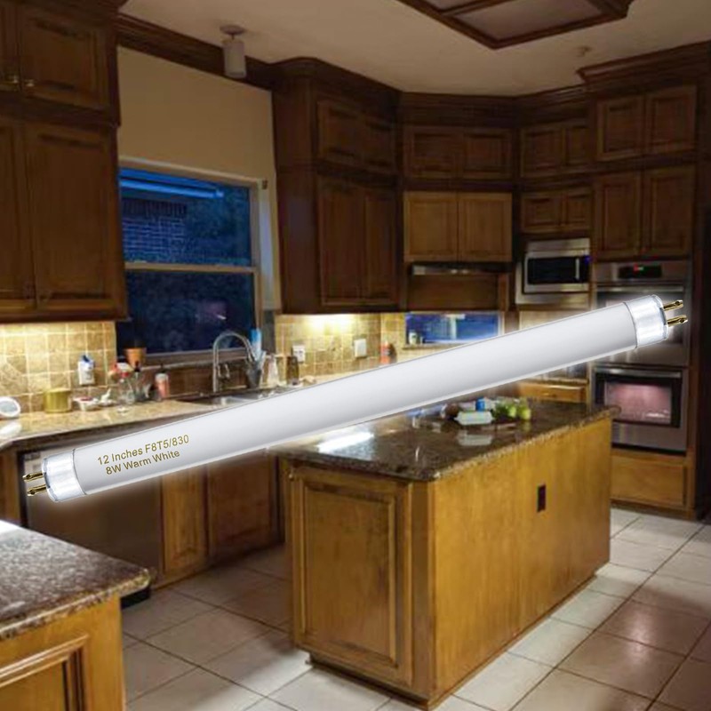 Konideke 8 Pack F8T5/WW Fluorescent Bulbs Warm White 3000K, 12