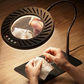 ARTDOT 10X Magnifying Glass with Light and Stand, 144 LEDs Desk Lamp with 5 Color Temperatures and 9 Levels Adjustable Brightness for Diamond Painting Accessories Crafts Reading Hobbies Close Work