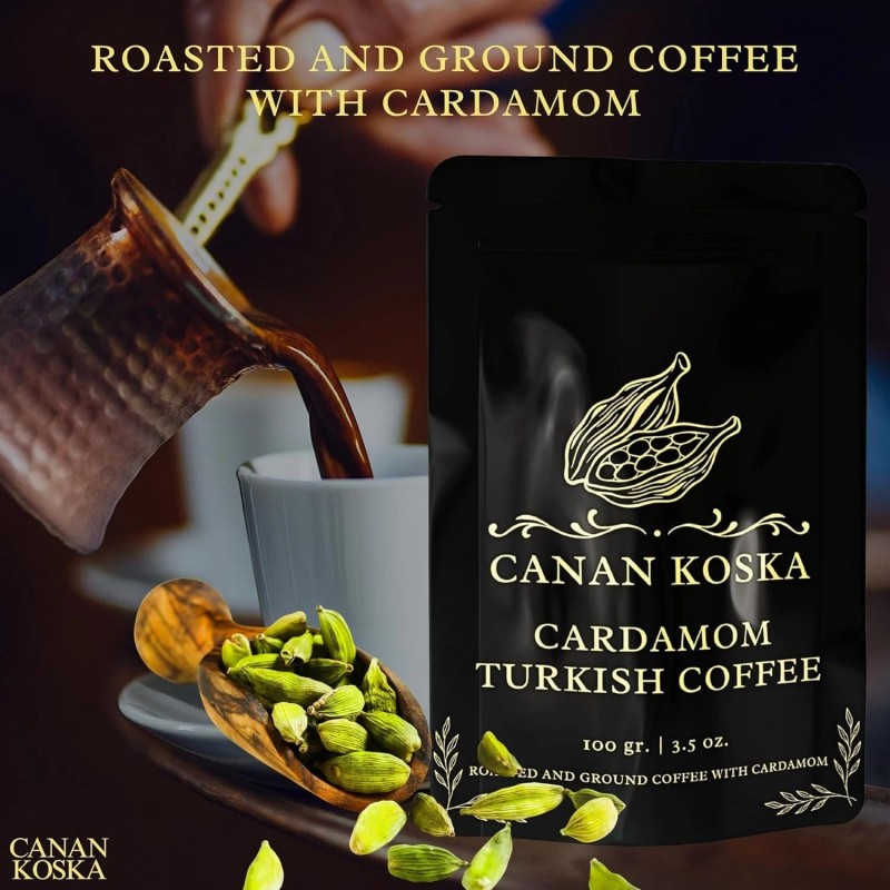 Canan Koska Cardamom Turkish Coffee -Premium Ground Coffee-Cardamo
