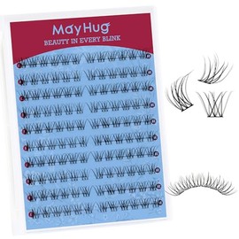 Mayhug Natural Lash Clusters Left&Right 120pcs Eyelash Clusters D Curl Wispy Cluster Lashes DIY Individual Lashes Extension Thin Band Cluster Eyelashes Extensions (CelesteBeam)