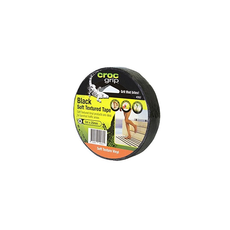CROC grip 262 Soft Textured Vinyl Black Tape-25mm x 5m,