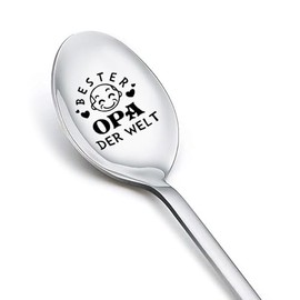 Best Grandpa Spoon for Men Papa Father Day Gifts for Grandfarher Granddad Anniversary Birtnday Gifts for Ice Cream Lover Gifts for New Bonus Grandpa Coffee Spoon Engraved for Tea Lover Gift