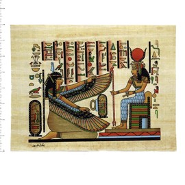 Discoveries Egyptian Imports Painted Papyrus - Ma'at and Isis - 7.75 inches by 10.75 inches