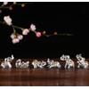 Silver Resin Small Elephants Statues Home Decor Collection Gift Set