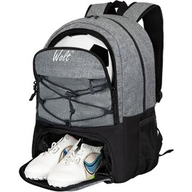 WOLT | Youth Soccer Bag, Soccer Backpack, Basketball Backpack with Cleat Shoe and Ball Compartments Sports Backpack for Volleyball Football for Men Women (Grey)