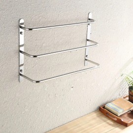Hand-polished 304 Stainless Steel Three-Towel Bars Towel Rack Wall-Mounted Multilayer Bathroom Accessories 17.72 InchColor: As Picture Color