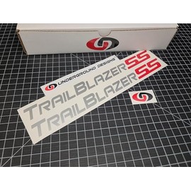 Trailblazer SS Decals (2-Pack) Racing Fender Window Accent Stickers Fits 2006-2009 Chevy TBSS 6.0L LS2 LSX Select Color: (Metallic Silver & Red 'SS', 1" H x 11.5" L)