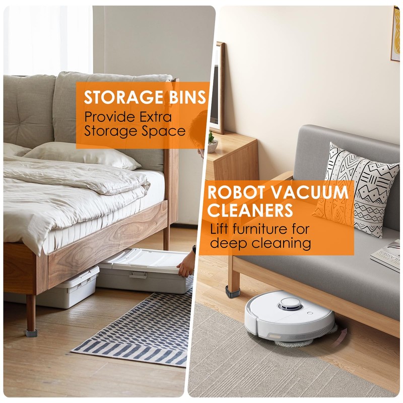 16 Piece Adjustable Furniture Risers with Nonslip Bottom Stackable Bed