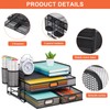 Marbrasse 3 Tier Mesh Desk Organizer with Drawer, Multi-Functional Desk