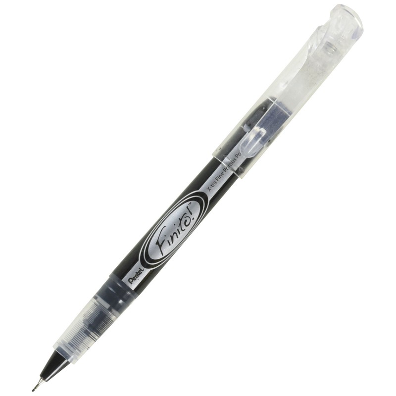 PENTEL Finito Porous Point Pen, .4mm, Black/Silver Barrel, Black Ink,
