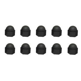Hex Nut Cover 10 Pcs M16 (16mm) Dome Cap Nuts Nylon Acorn Dome Head Nuts Hex Nut Caps for Screws Bolts Protection Caps Cover, Black