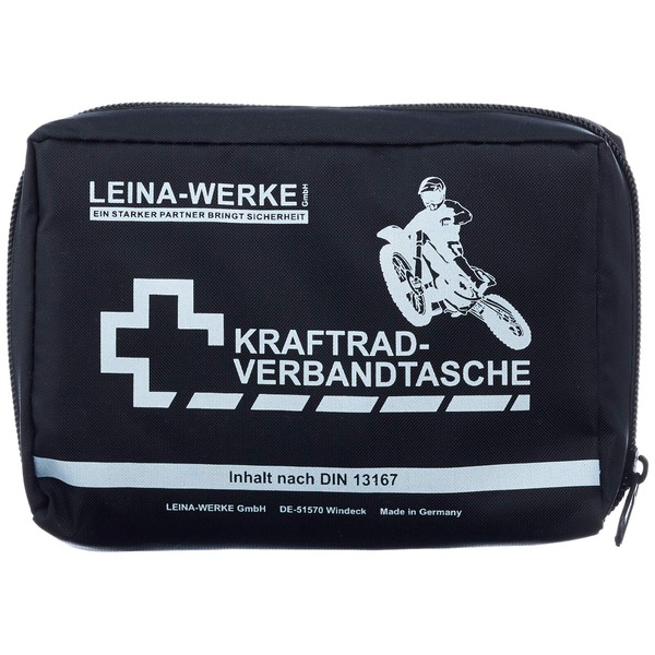 LEINA-WERKE REF 17010 Leina Kraftrad-Verbandtasche, Inhalt DIN 13167, schwarz