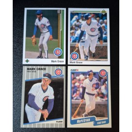 1989 89 90 1990 Upper Deck Fleer 4 card lot #32 128 140 426 MARK GRACE ROOKIE RC