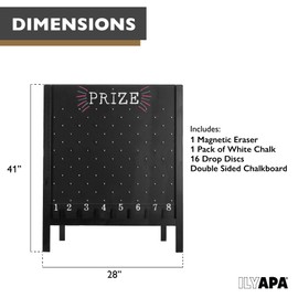 Ilyapa Board - Large Portable Prize Drop Game for Events and Trade Show - 27.5 x 41 Inch Double Sided - Wooden A-Frame Chalkboard Sign, Eraser