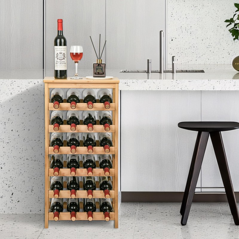 VASMIA Wine Rack Free Standing Floor, 6-Tier Display Wine Storage