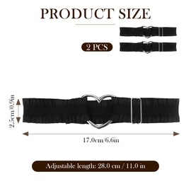 2 Pcs Adjustable Heart Shaped Garter Belts, Non-Slip Elastic Thigh Garters for Women, Lace Design Perfect for Parties and Role Play (Black)
