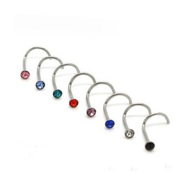 COLLBATH 10pcs Crystal Rhinestone Nose Rings Stainless Steel Studs Nose Gems for Women Jewelry