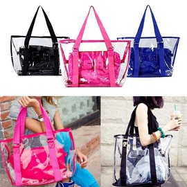 Summer Vacation Transparent Beach Bag Swim Travel Bag LD-033/Blue 10ea