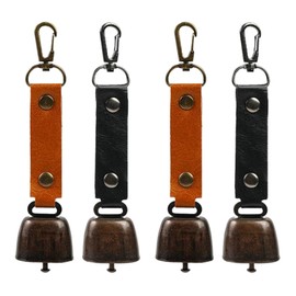 Vordpe Pack of 4 Bear Bell, Metal Cow Bell, Anti Loss Bell, Integrated Hanging Buckle, for Outdoor Hiking, Backpack Pendant, Animal Neck Ba