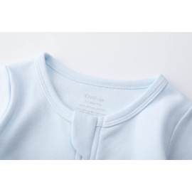 Owlivia Organic Cotton Baby Pajamas, Boys Girls 2-Pack Zip Front Sleep 'N Play, Footed Sleeper, Long Sleeve(Newborn, white+blue)