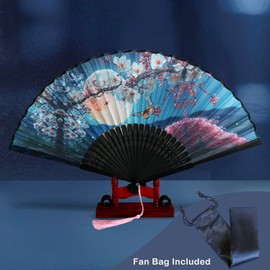 kapopi Bamboo Handle Fan, Decorative Folding Fan for Stage Performance, Dance Props, Birthday Wedding Church Decoration Party, DIY Decoration for Home and Office Walls fan -A
