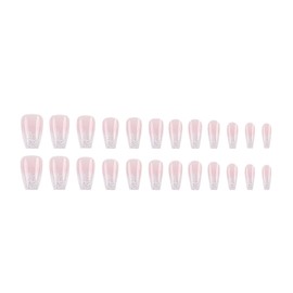Hkanlre Square Press on Nails Gradient Shiny Fake Jelly Nails Tips Full Cover Bling Pink False Medium Nails for Women and Girls 24PCS