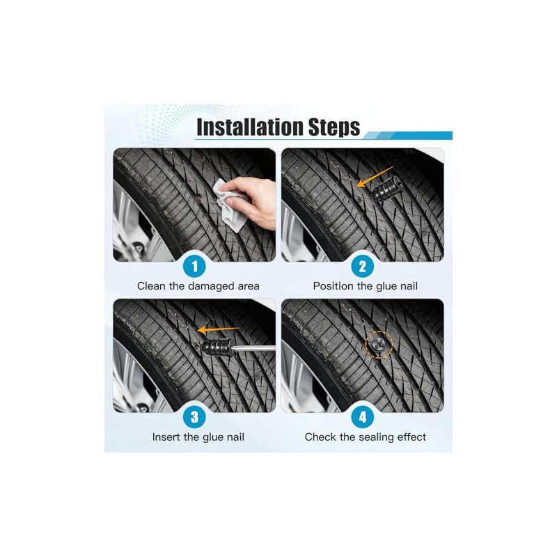 90 PCS Tire Repair Kit with Screws and Screwdriver for